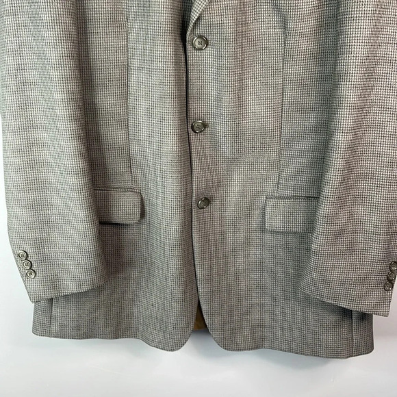 VINTAGE Oscar De La Renta Mens Blue Grey Wool 3 Button Single Breast Jacket 42L - Picture 5 of 14